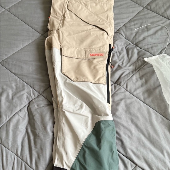Montec Men's Snow Bib - Cream, White, and Green - Picture 1 of 5